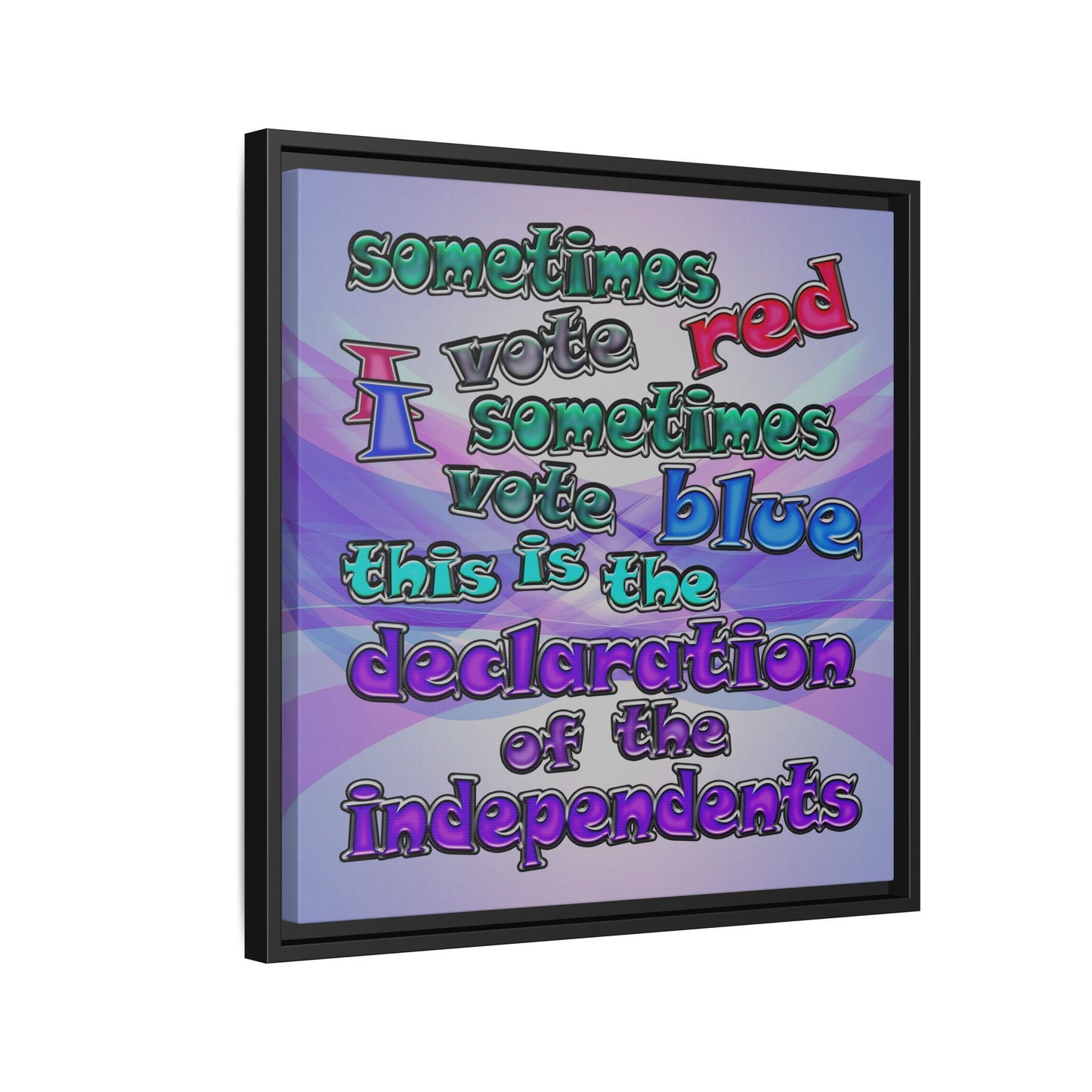 declaration of the independents - framed canvas art (light blue-pink wave)