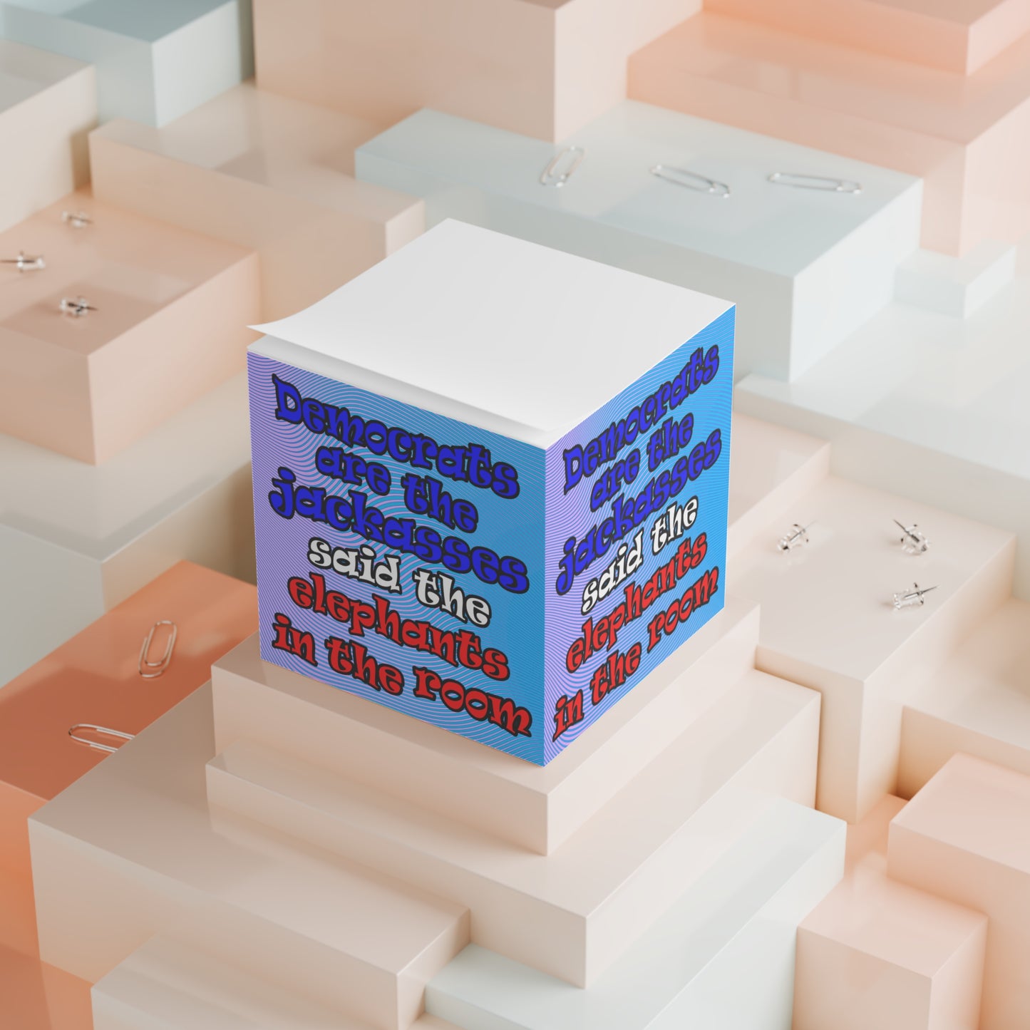donkeys and elephants - note cube (light blue-purple wave)