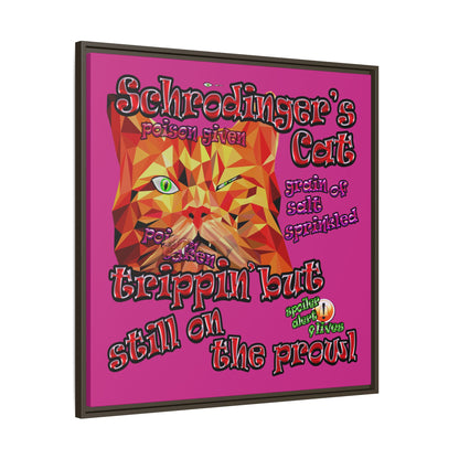 schrodinger's cat - framed canvas art (pink)