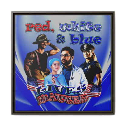 rw&b lives matter - framed canvas art (blue-white wave)