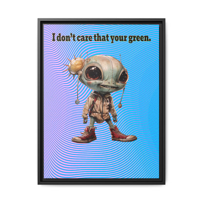 I don't care that your green - framed canvas art (light blue-purple wave)