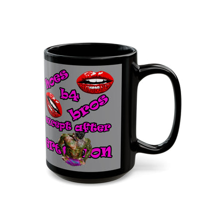 hoes b4 bros - Black Mug (grey)