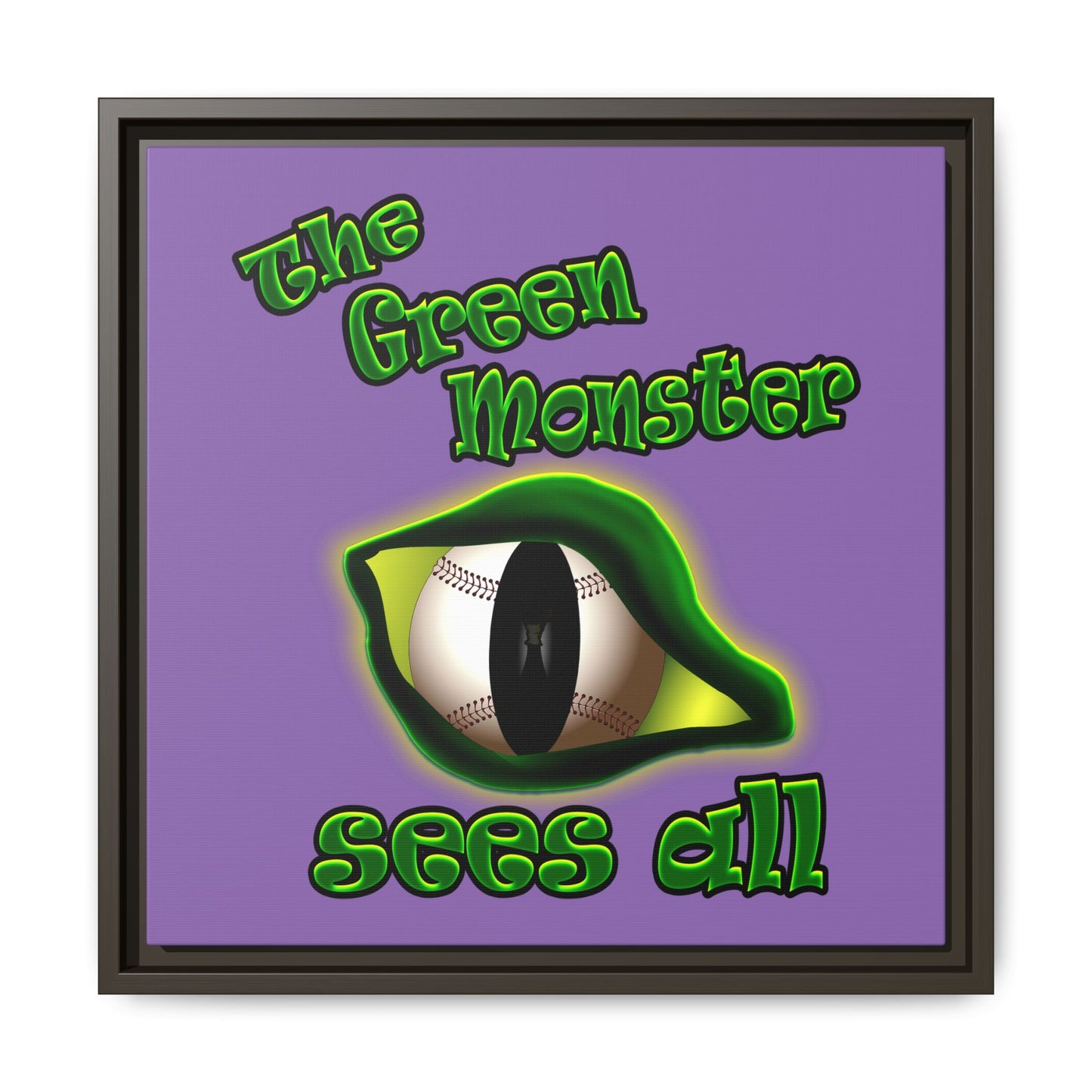 green monster - framed canvas art (light purple)