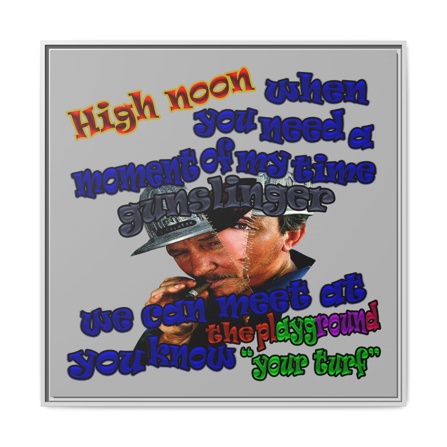 high noon - framed canvas art (light grey)