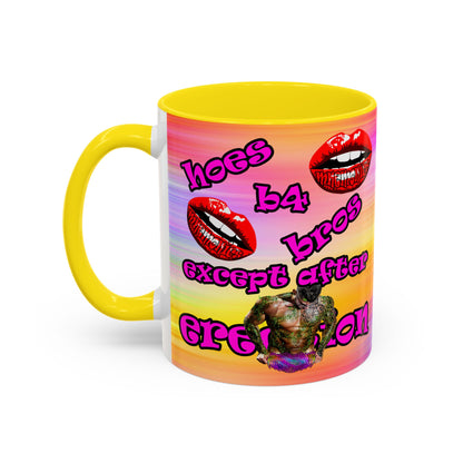 hoes b4 bros - Accent Mug (color blur)