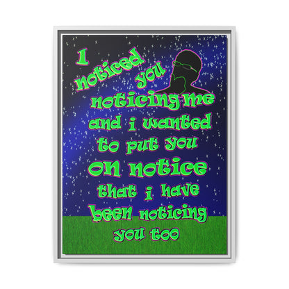 noticed you noticing - framed canvas art ('snoops' background)