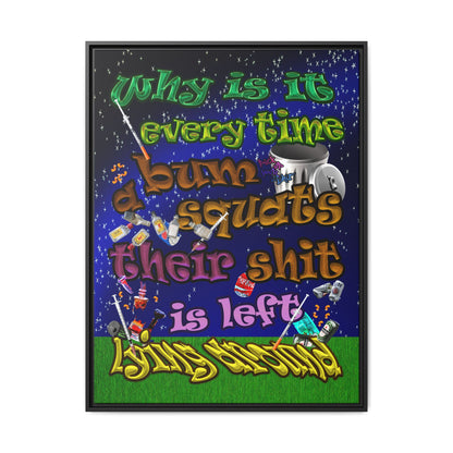 the bum's shit - framed canvas art ('snoops' background)