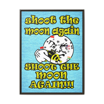 shoot the moon again - framed canvas art (faded blue)