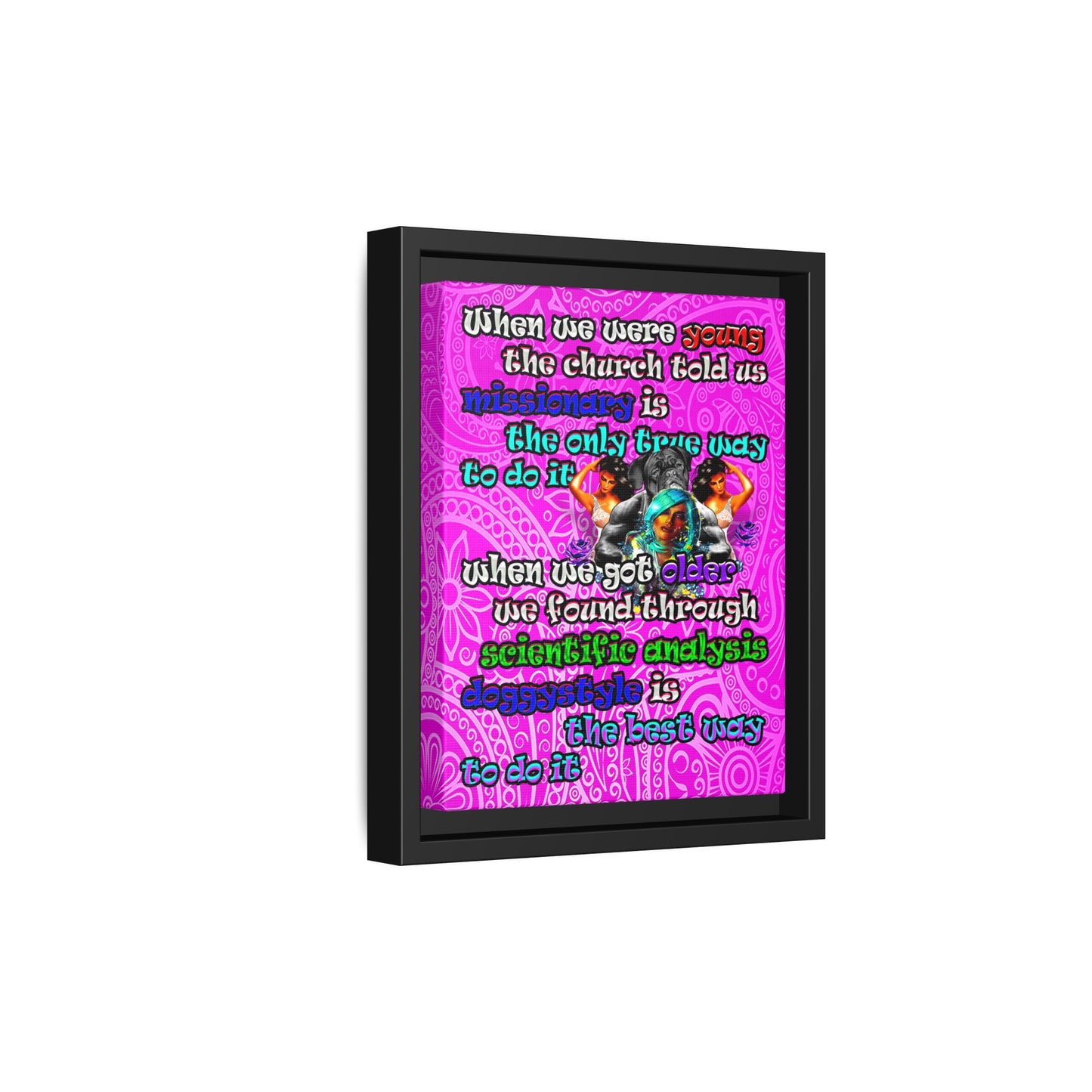 doggystyle - framed canvas art (pink swirl)