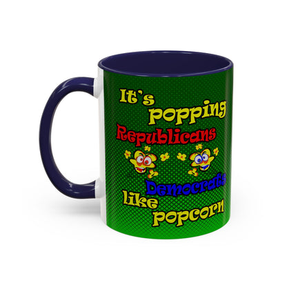 popping like popcorn - Accent Mug (logo green)