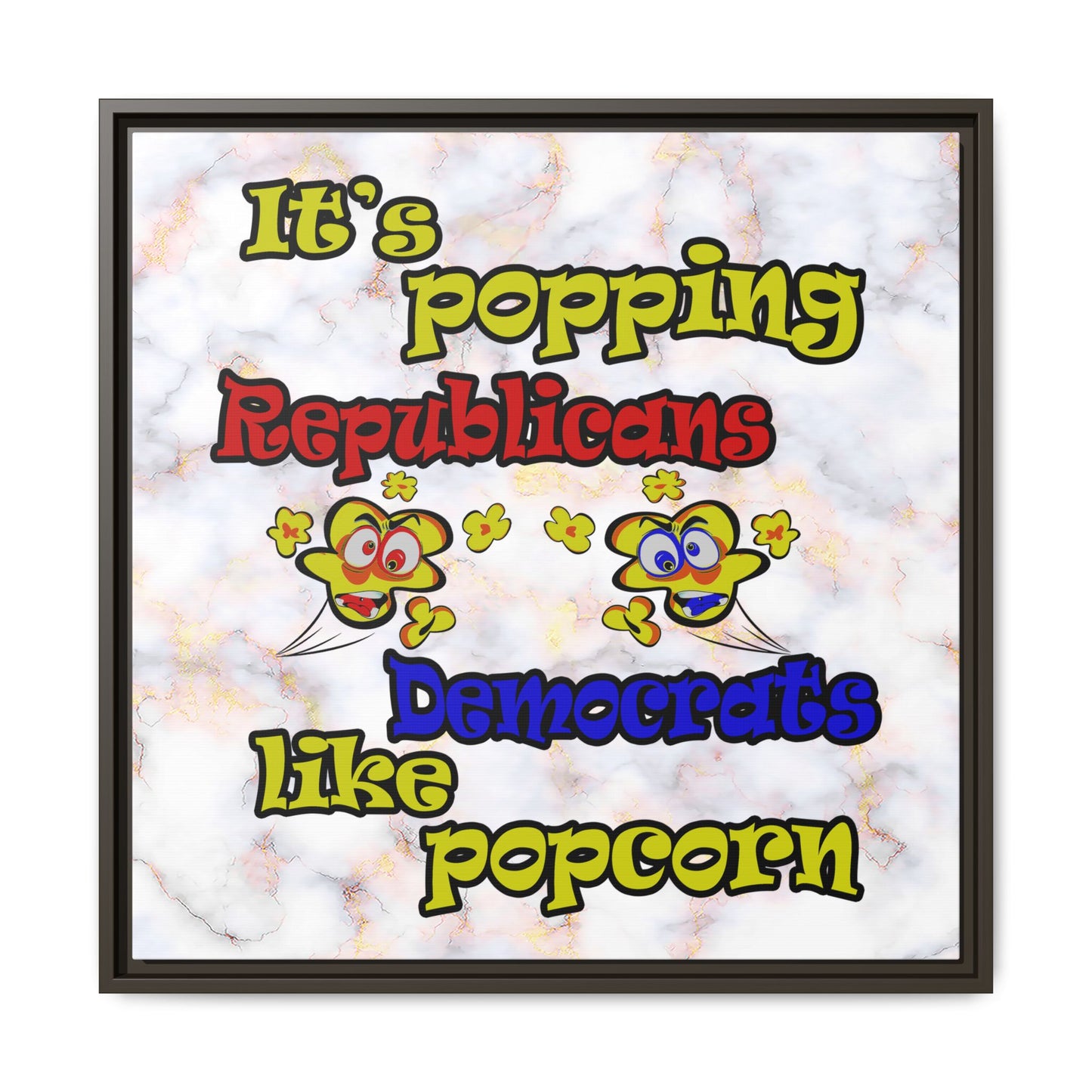 popping like popcorn - framed canvas art (white marble)