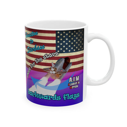 shoot for the stars - White Mug (purple-pink wave)