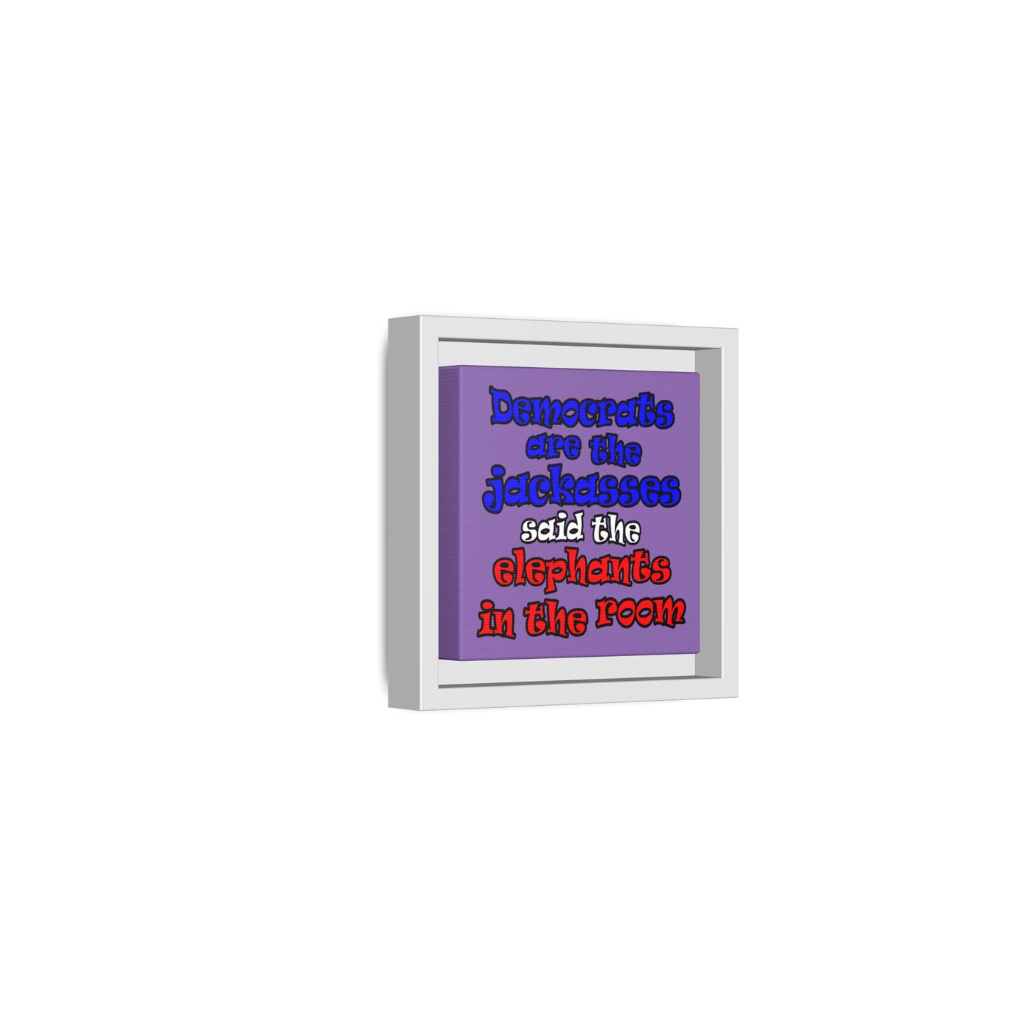 donkeys and elephants - framed canvas art (light purple)