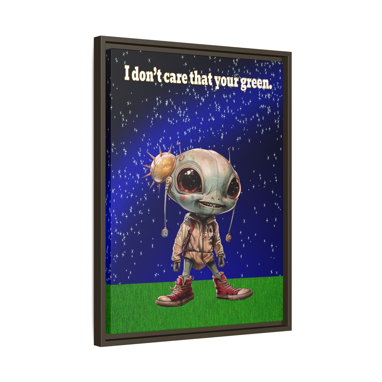 I don't care that your green - framed canvas art ('snoops' background)