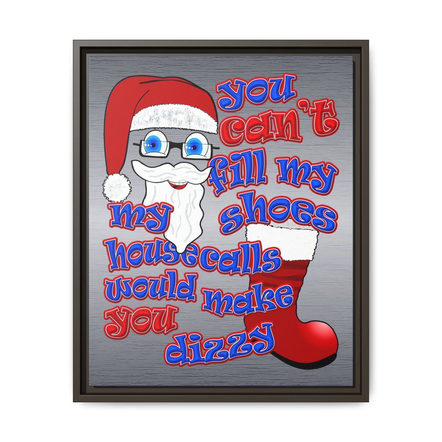 santa's shoes - framed canvas art (brushed nickel)