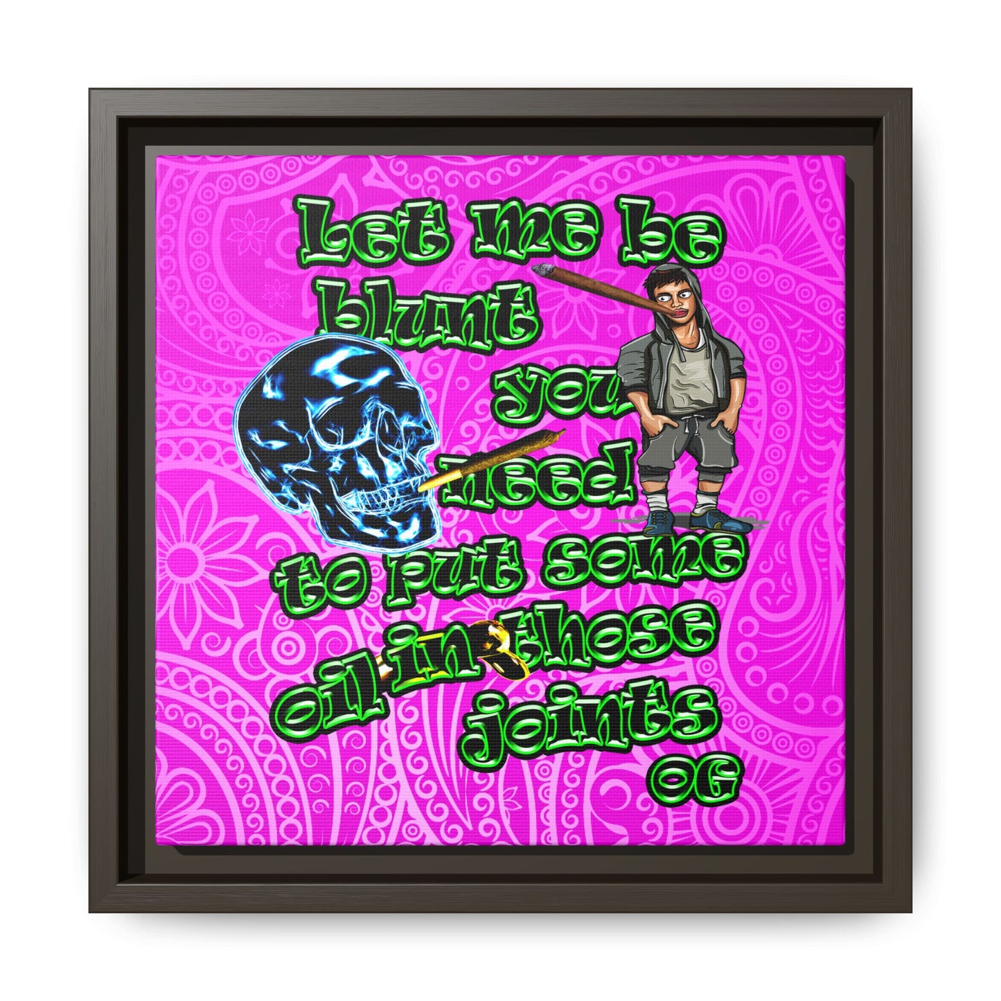og - framed canvas art (pink swirl)
