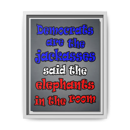 donkeys and elephants - framed canvas art (grey-light grey)