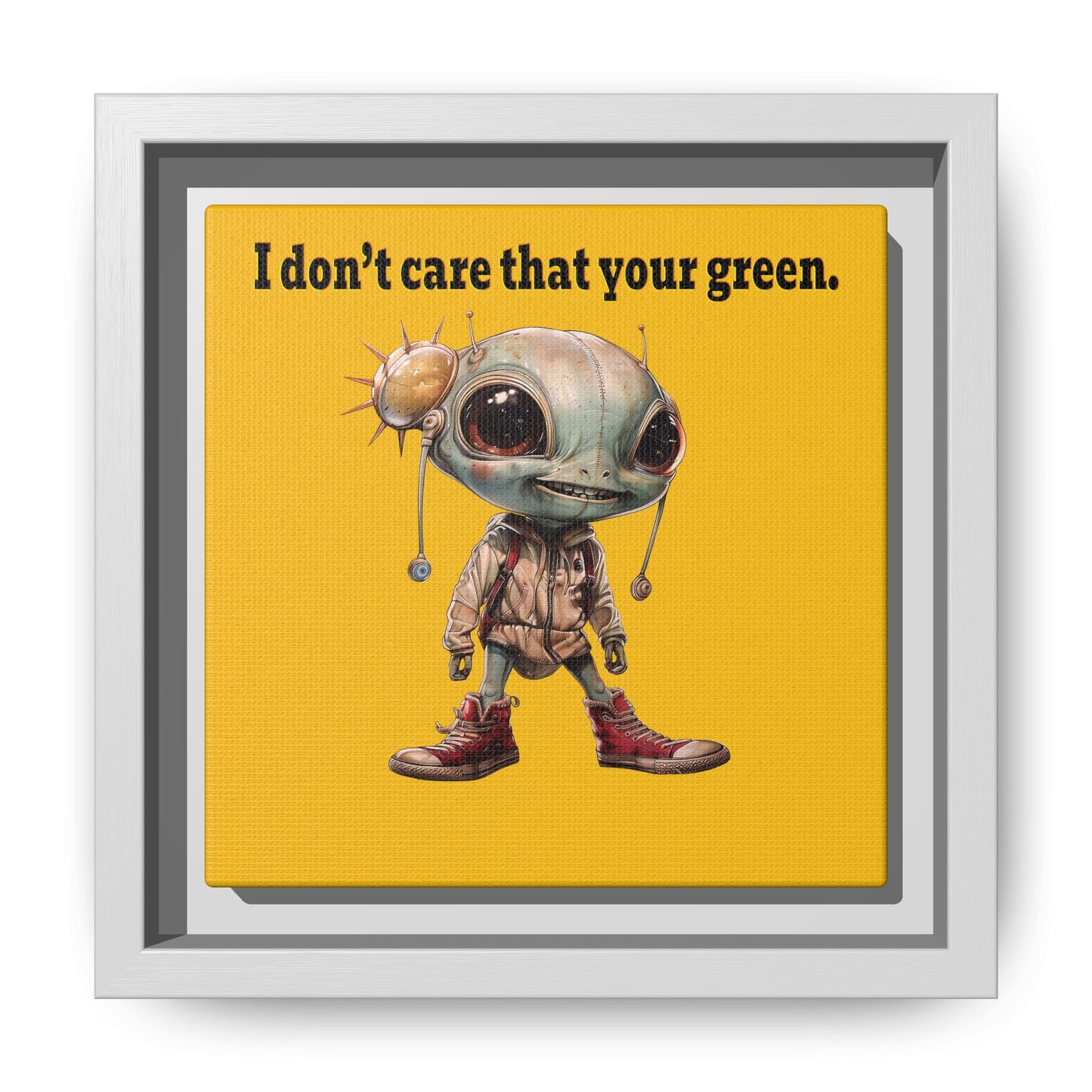 I don't care that your green - framed canvas art (yellow)