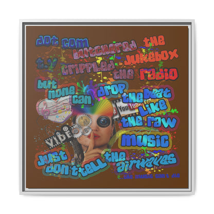 drop the beat - framed canvas art (brown)