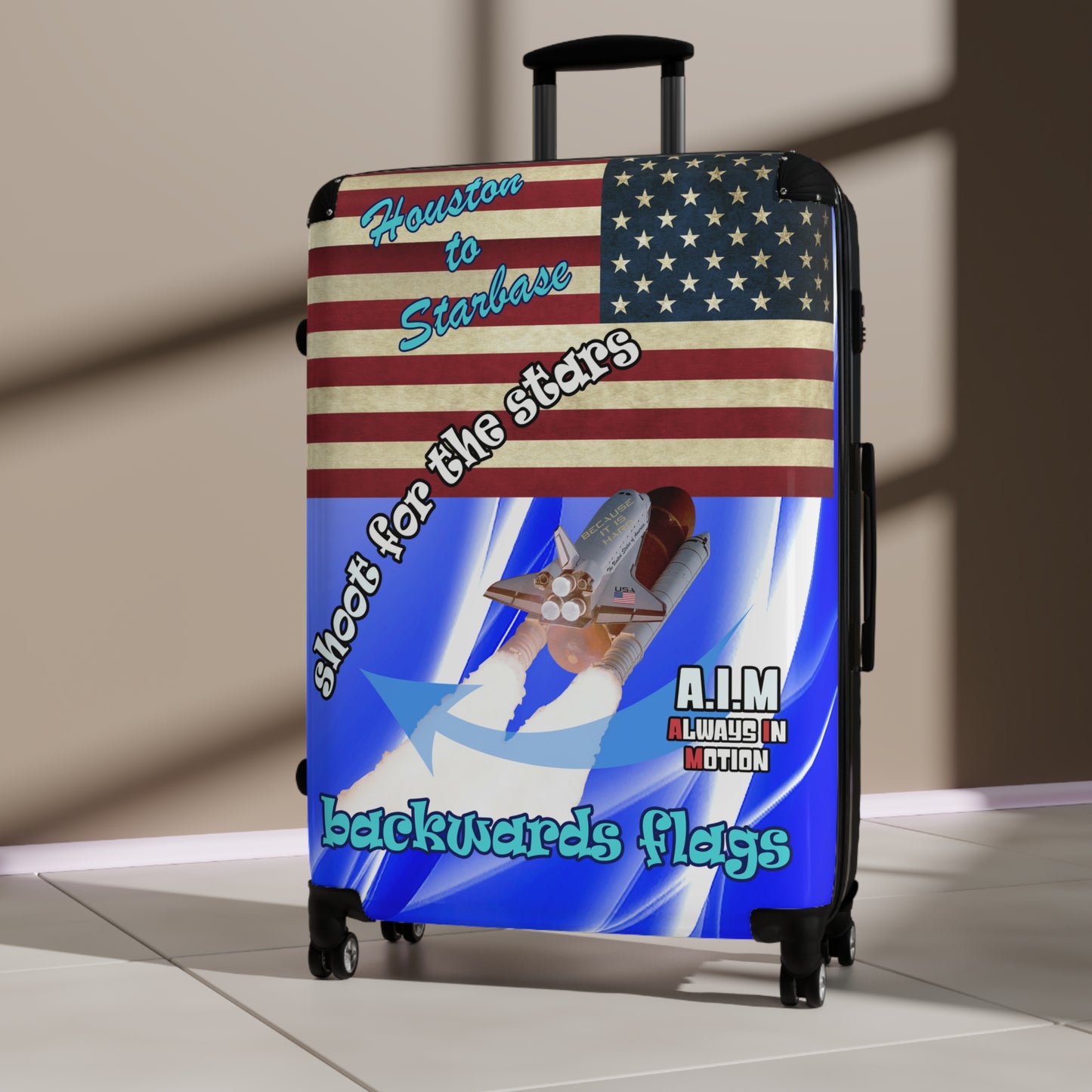shoot for the stars - Suitcase (blue-white wave)