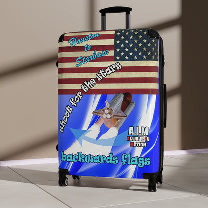 shoot for the stars - Suitcase (blue-white wave)