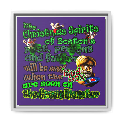 christmas spirits of boston - framed canvas art (purple)