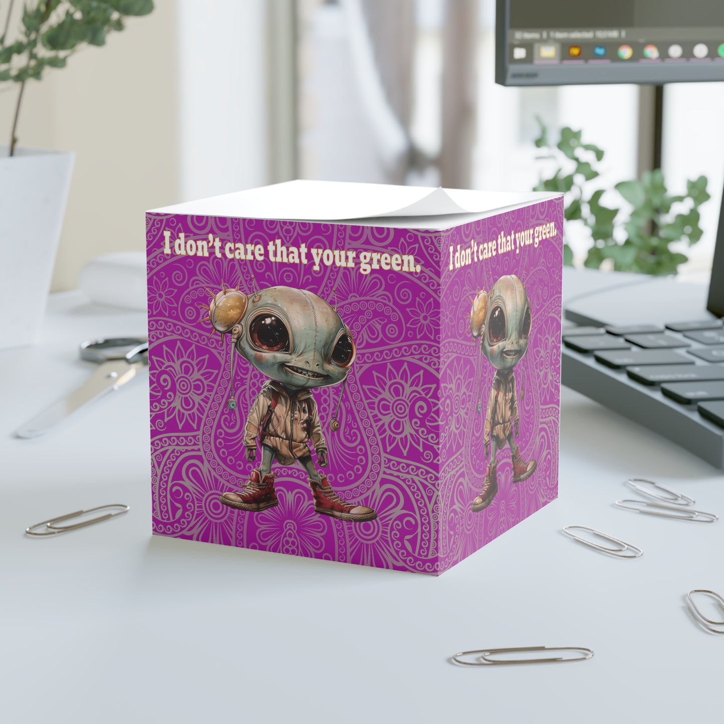 I don't care that your green - note cube (pink swirl)