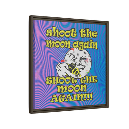 shoot the moon again - framed canvas art (light blue-purple wave)
