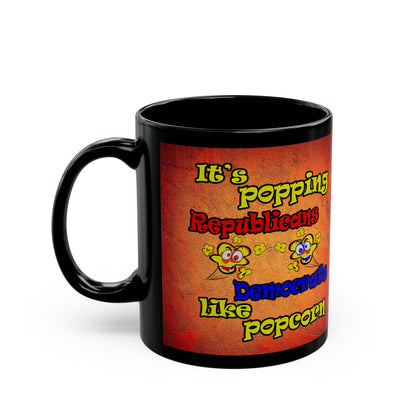 popping like popcorn - Black Mug (burnt orange)