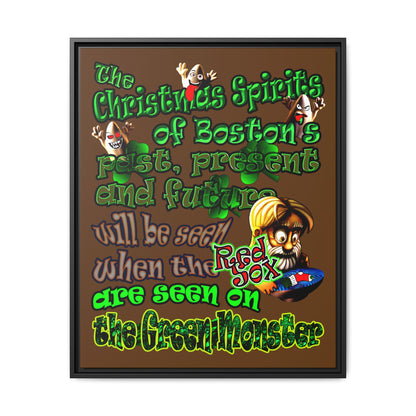 christmas spirits of boston - framed canvas art (brown)