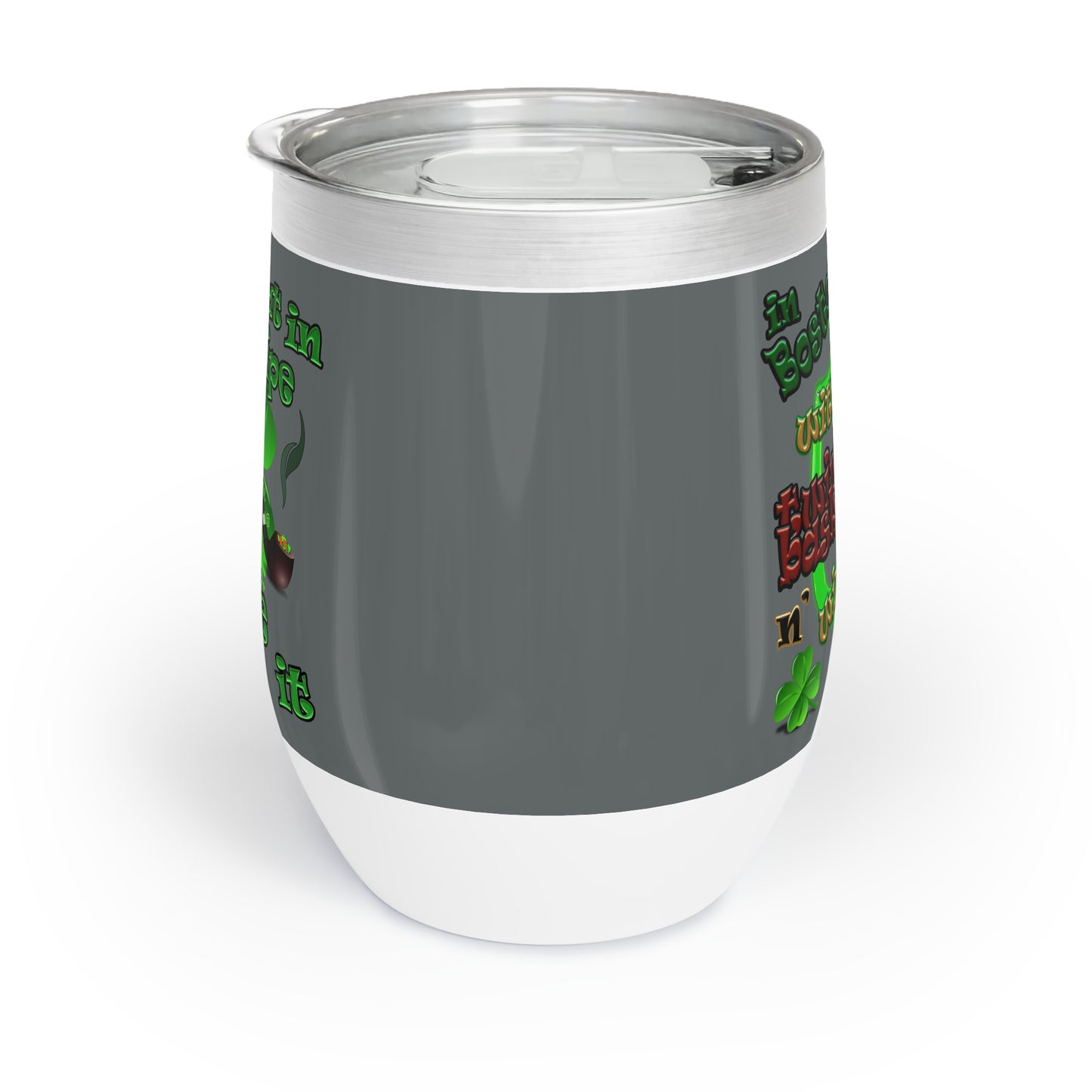 celtics logo - Chill Wine Tumbler (dark grey)