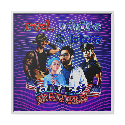 rw&b lives matter - framed canvas art (purple wave)