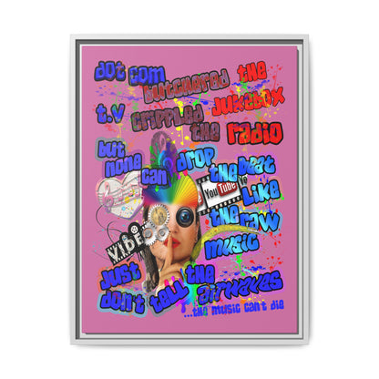 drop the beat - framed canvas art (light pink)