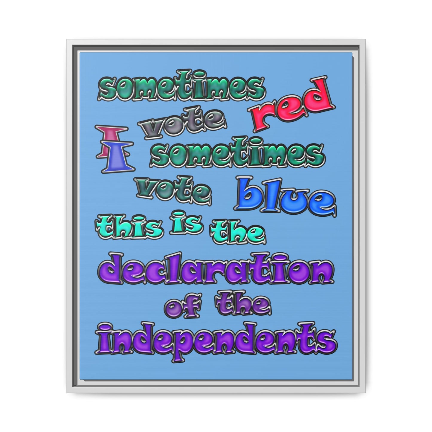 declaration of the independents - framed canvas art (light blue)