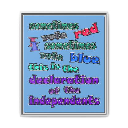 declaration of the independents - framed canvas art (light blue)