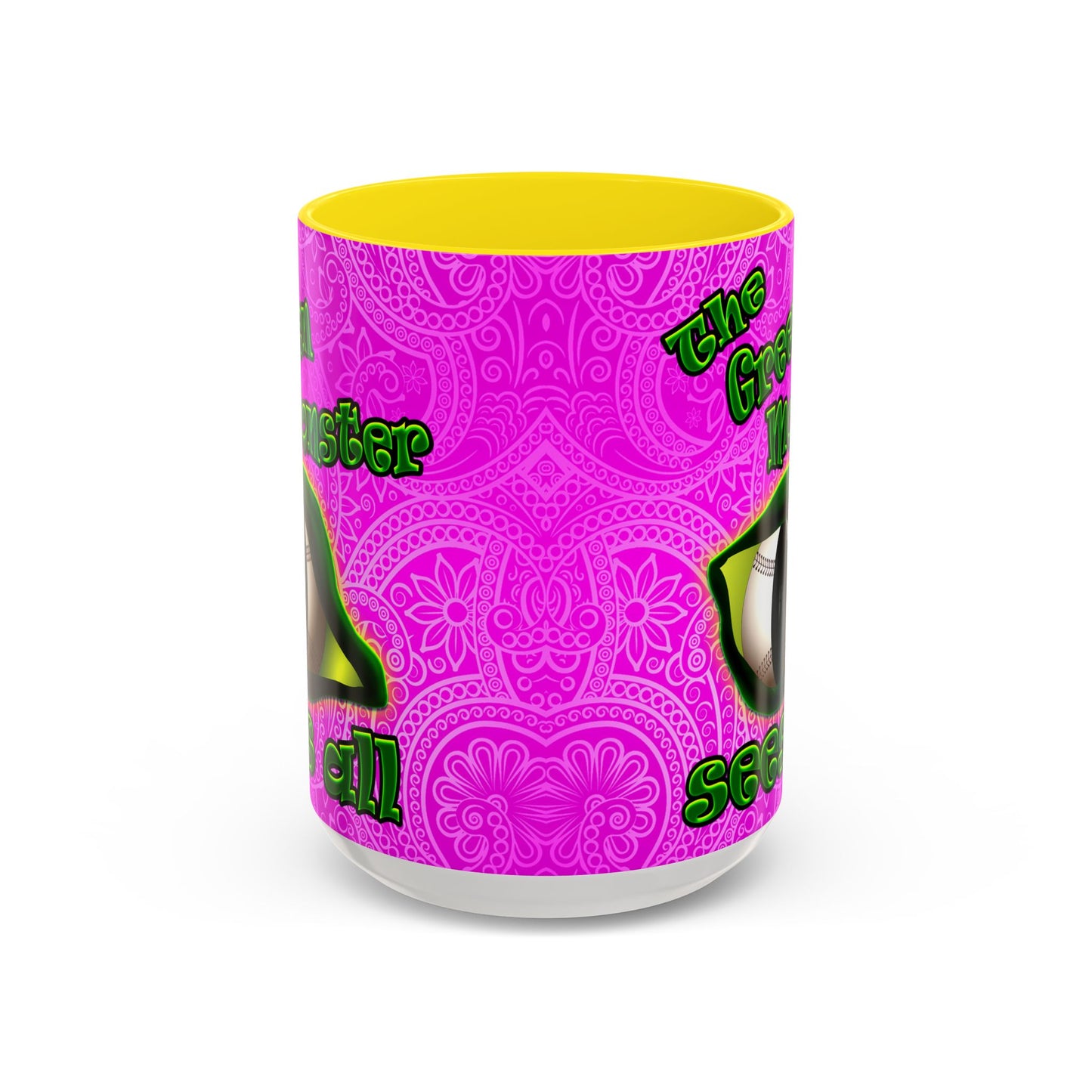 green monster - Accent Mug (pink swirl)