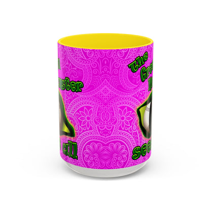 green monster - Accent Mug (pink swirl)