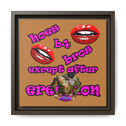 hoes b4 bros - framed canvas art (light brown)