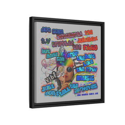 drop the beat - framed canvas art (light grey)
