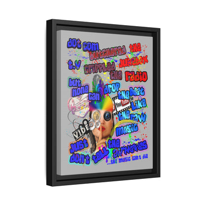 drop the beat - framed canvas art (light grey)