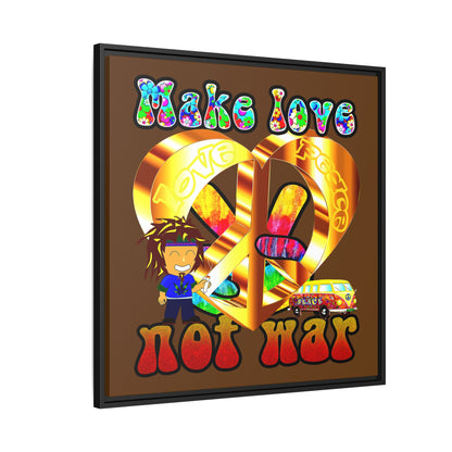 love peace - framed canvas art (brown)