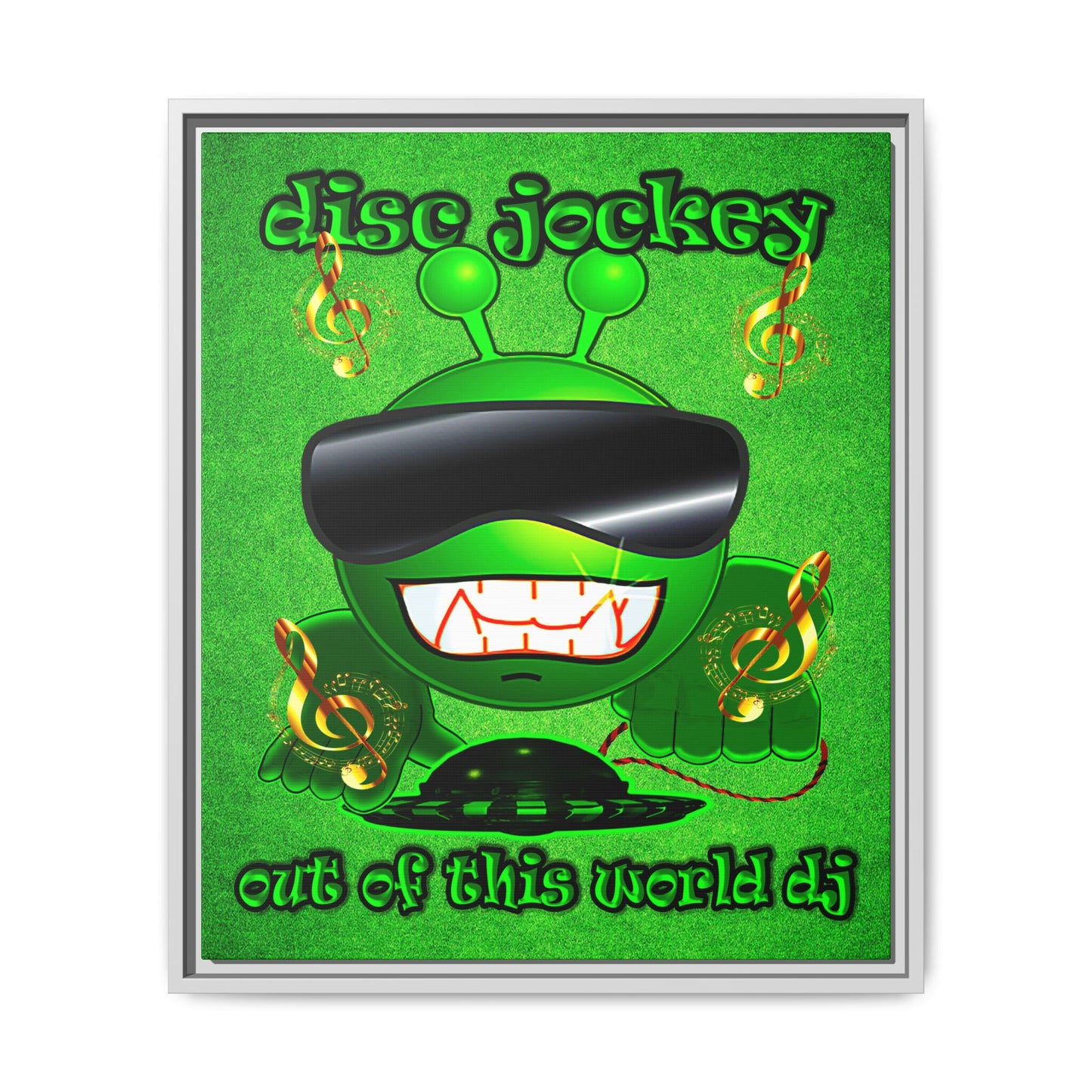 disc jockey - framed canvas art (green turf)