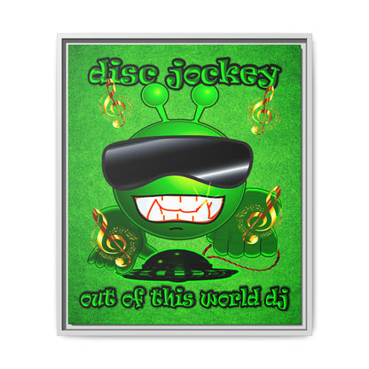 disc jockey - framed canvas art (green turf)