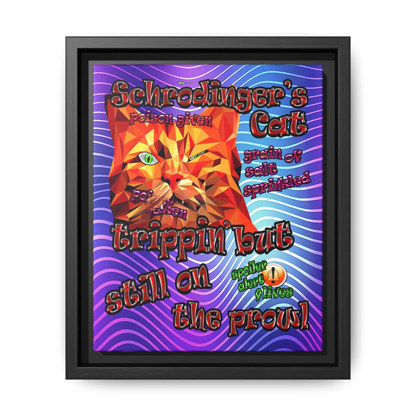 schrodinger's cat - framed canvas art (purple wave)