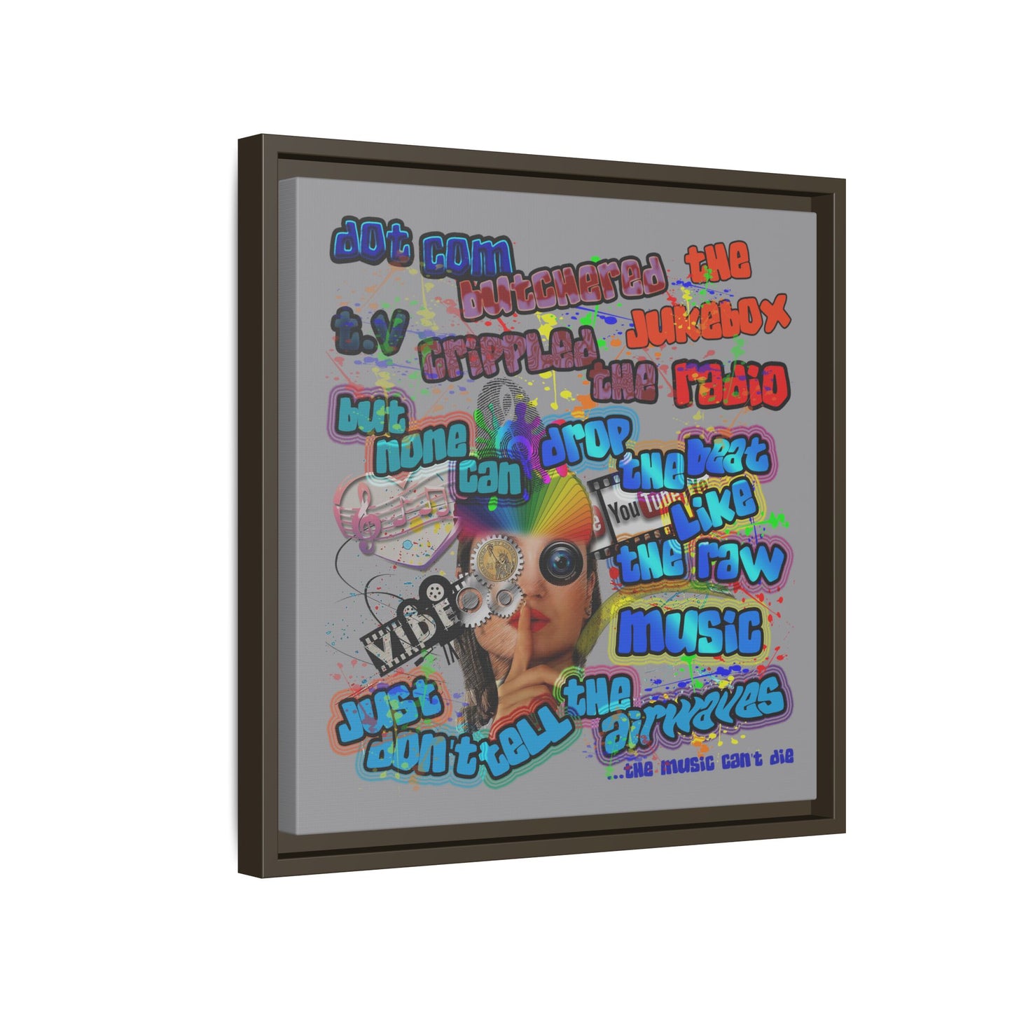 drop the beat - framed canvas art (grey)