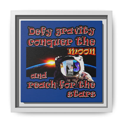 defy conquer reach - framed canvas art (dark blue)