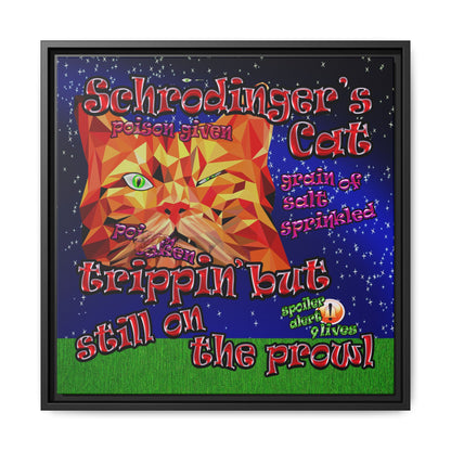 schrodinger's cat - framed canvas art ('snoops' background)