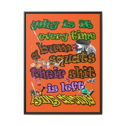 the bum's shit - framed canvas art (orange)