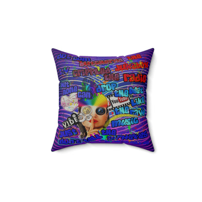 drop the beat - Faux Suede Square Pillow - (purple wave)