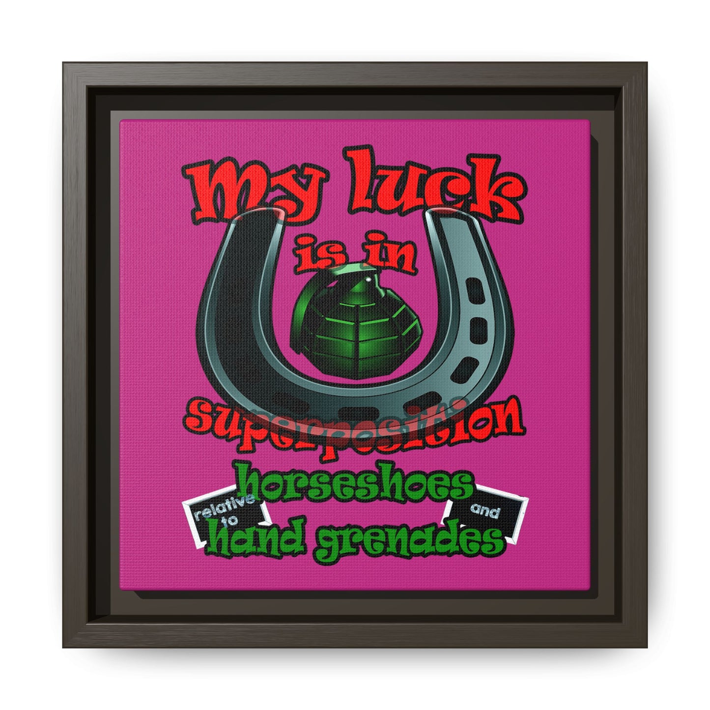 my luck - framed canvas art (pink)